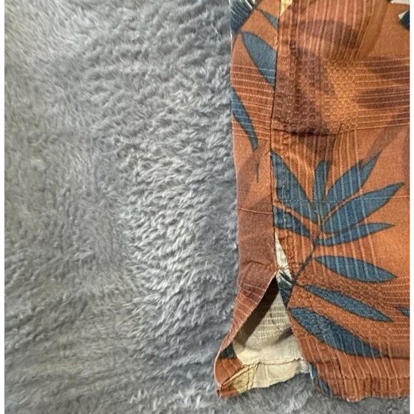 Banana Cabana Silk Hawaiian Shirt XL Rust Orange Tropical Floral Aloha Y2K - Picture 5 of 9